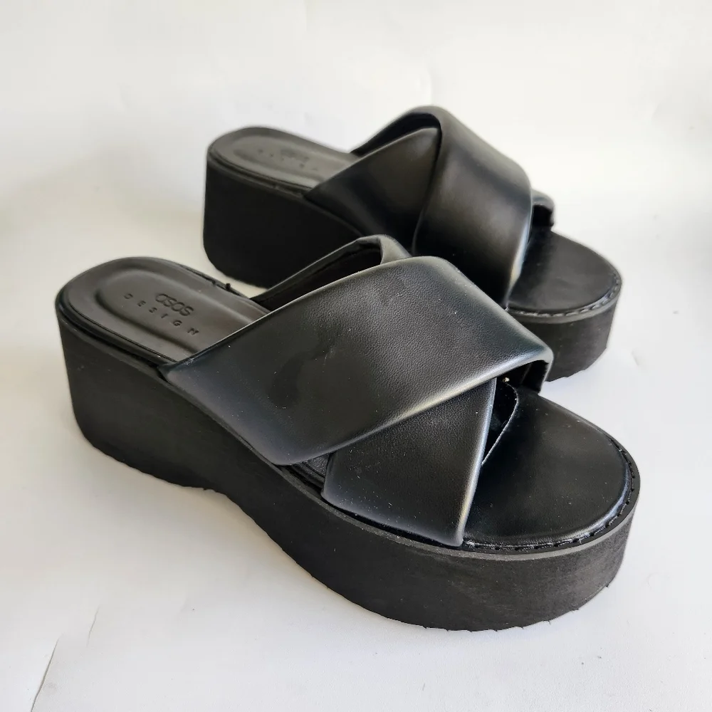 ASOS Black Platform Slide Sandals
